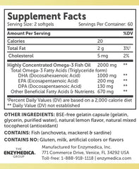 Enzymedica Aqua Biome Fish Oil serving capsules, burpless formula for easy digestion