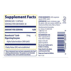 BeanAssist capsule close-up showing fast-acting enzyme for gas relief.