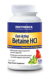 Enzymedica Betaine HCl bottle with capsules for occasional heartburn support
