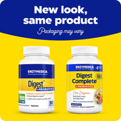 Enzymedica Digest Basic + Probiotics label closeup highlighting ingredients.