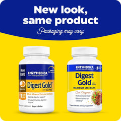 Enzymedica Digest Gold + ATPro bottle back reveals ingredients and certifications.