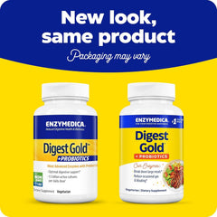 Enzymedica Digest Gold capsules close-up highlights capsule texture for on-the-go digestion support