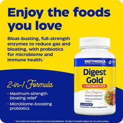 Enzymedica Digest Gold + Probiotics capsule pour indicates easy daily use.