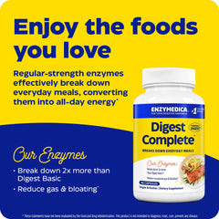 Enzymedica Digest label Thera-blend showcasing the enzyme blend for smoother digestion.