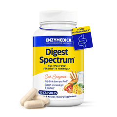 Enzymedica Digest Spectrum bottle front view highlighting quick digestive support after meals.
