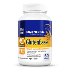 Enzymedica GlutenEase bottle close-up showing fast-acting digestion support