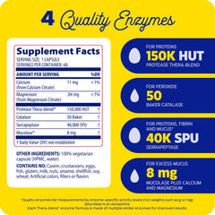 Enzymedica Immune Defense bottle side highlights key ingredients and dosage guidance for consistent use.