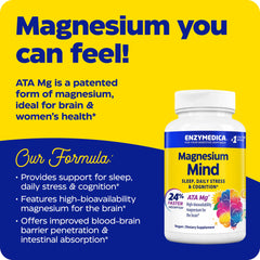 Enzymedica Magnesium Mind bottle showing easy twice-daily dosing