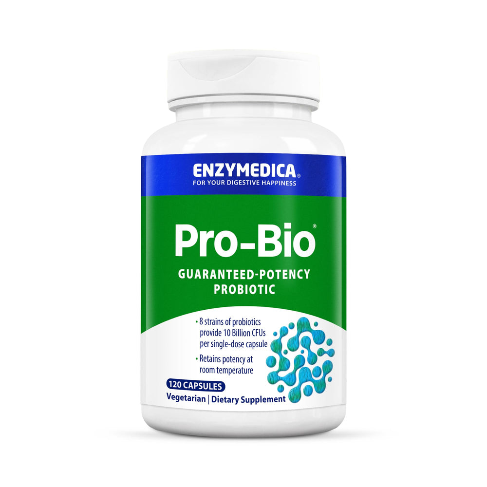 Enzymedica Pro-Bio bottle front shows 10B CFU potency for digestion support