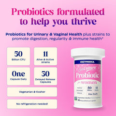 Enzymedica SubCulture Probiotics for Women packaging with clear usage and allergen details.