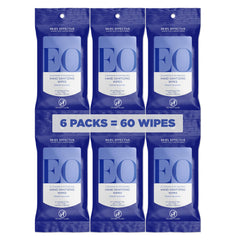 EO Hand Cleansing Wipes French Lavender pack shown, compact for travel and daily use.