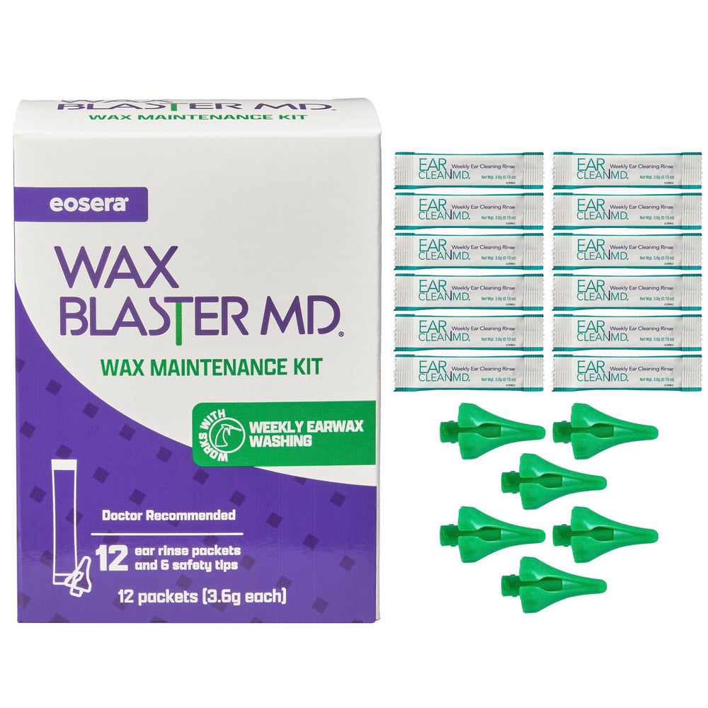 eosera Wax Blaster MD refill packets ready for gentle ear cleaning routine.