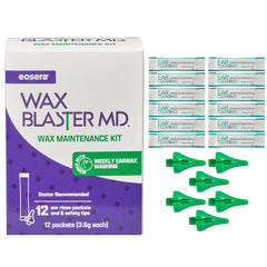 eosera Wax Blaster MD refill packets ready for gentle ear cleaning routine.