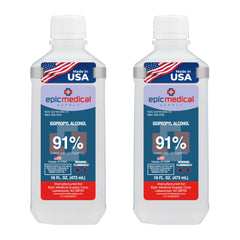 Epic Medical Supply isopropyl alcohol 91% bottle with open cap for quick antiseptic access