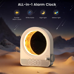 Epochleno Sunrise Alarm Clock display lit to illustrate sunrise simulation and ambient light.