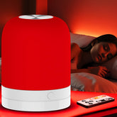 EPOE red light therapy sleep lamp on bedside emits calming 670nm light