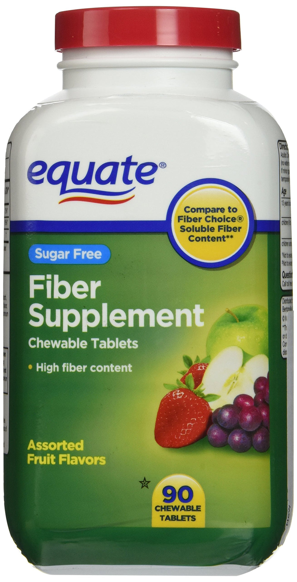Equate Fiber Supplement bottle front with chewables for daily fiber support