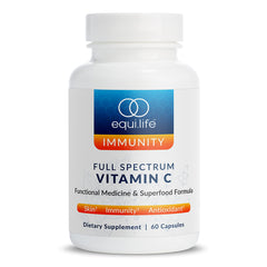 Equilife full spectrum vitamin C bottle with plant-based antioxidants for daily wellness.