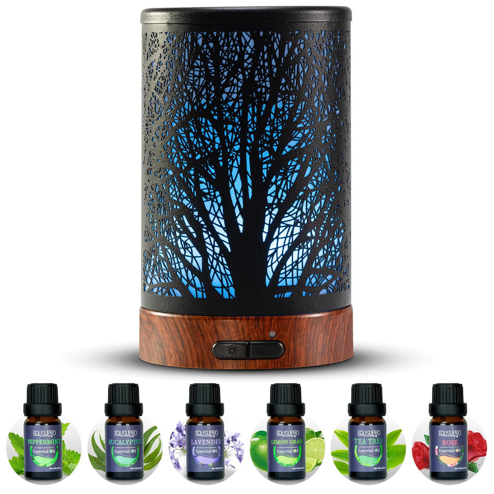 EQUSUPRO oil diffuser 150ml with quiet operation and ambient night light.