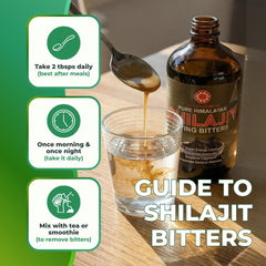 Moringa and Shilajit blend shown in Essence Herbs bitters.