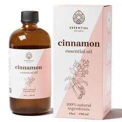 Essential Delights cinnamon essential oil bottle front view for aromatherapy and DIY blends