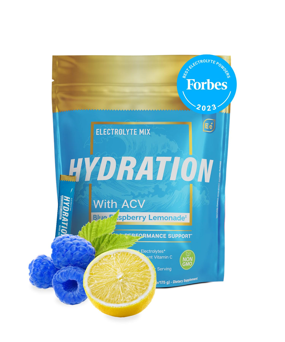 Essential Elements Hydration Packets blue raspberry stick pack for on-the-go hydration.