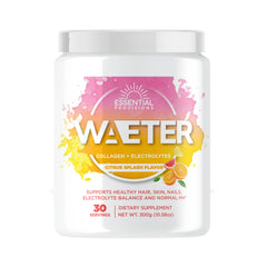 Essential Provisions WAETER powder scoop showing 5g collagen for daily hydration.
