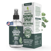 EssentiallyBased pure eucalyptus shower spray 3.4oz bottle for spa-like aromatherapy.