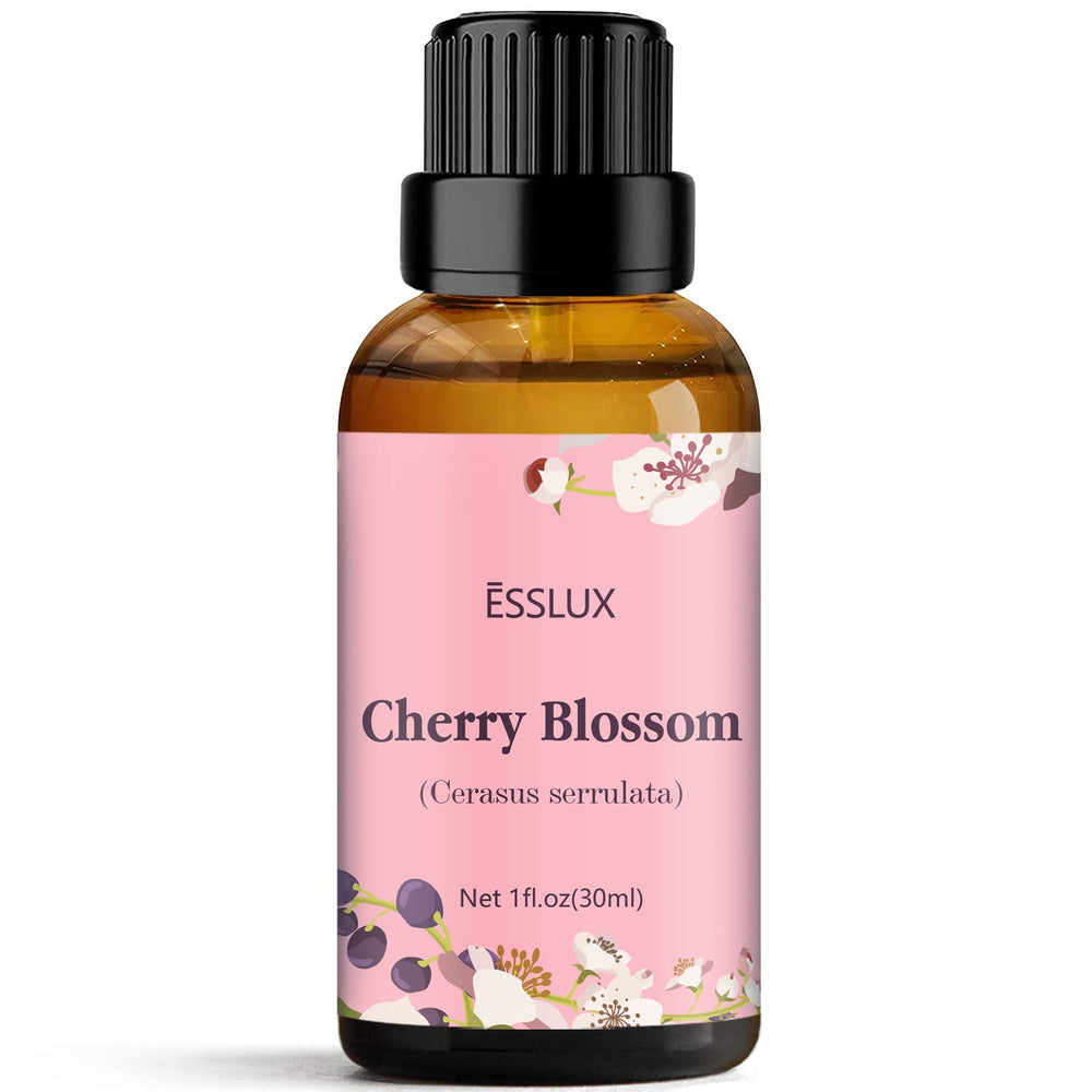 Esslux Cherry Blossom essential oil bottle close-up for home fragrance and DIY blends.