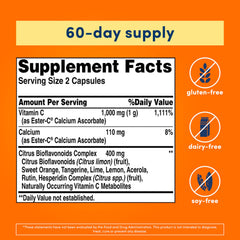 Ester-C capsules closeup highlighting easy daily dosage and 500 mg servings
