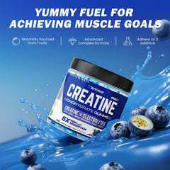 eterlower Creatine Monohydrate Gummies closeup—blueberry chews for performance support