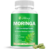 Etheray Moringa capsules bottle ready for daily wellness routine.