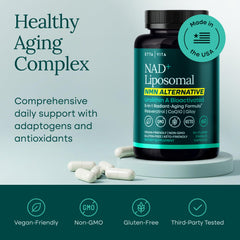 Etta Vita NAD capsules being poured, suggesting easy daily supplementation.