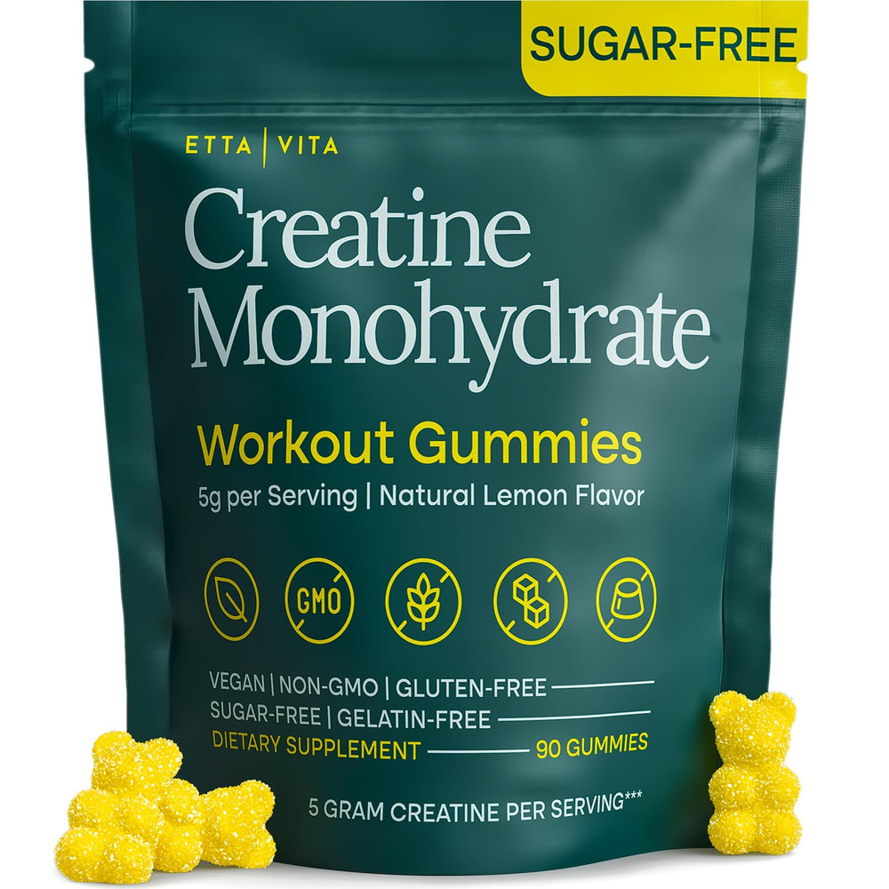 Etta Vita sugar-free creatine gummies lemon drops bottle for daily energy support