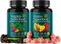 Etta Vita Super Greens Gummies jar closeup showing colorful chews for daily energy