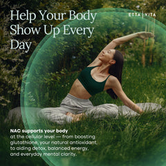 Etta Vita NAC complex with milk thistle graphic illustrating detox support.
