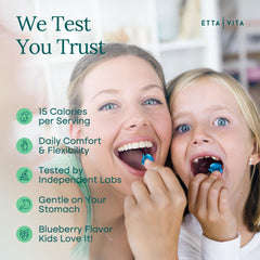Etta Vita NAC Gummies blueberry flavor close-up for family use.