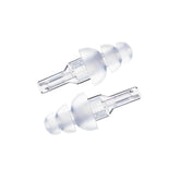 Etymotic ER20 earplugs clear close-up for high-fidelity listening and protection.