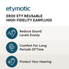 Etymotic ER20 earplugs stem design offers comfortable fit for extended wear.