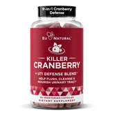 Eu Natural 9-In-1 Killer Cranberry Pills bottle front view for urinary tract support.
