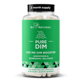 Eu Natural DIM Pure bottle front showcases 60 vegan capsules for balanced energy.