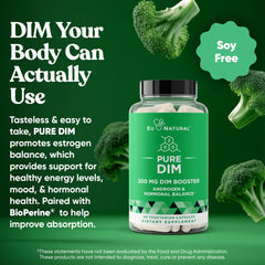 Eu Natural DIM Pure bottle pouring capsules suggests daily use.