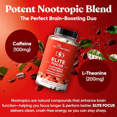 Eu Natural Elite Caffeine Pills soft capsules are easy to swallow for steady energy.