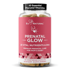 Eu Natural Glow Prenatal bottle with 60 capsules for daily pregnancy support