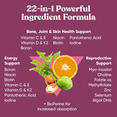 Eu Natural Next Gen multivitamin nutrition label highlighting 22 nutrients