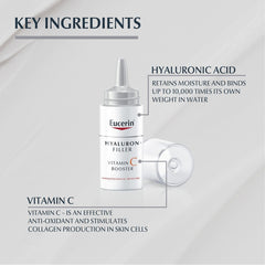 Eucerin Hyaluron-Filler Vitamin C Booster texture close-up shows a refreshing, lightweight gel.