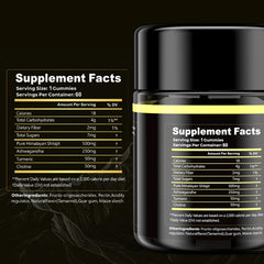 Eullsi Ashwagandha gummies with turmeric and choline closeup for daily vitality.