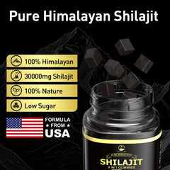 Eullsi Pure Shilajit gummies texture closeup showing chewy consistency for convenient energy.