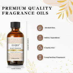EUQEE diffuser pairing with baby powder scent for calming aromatherapy sessions.