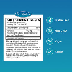 EuroMedica Berberine 500 mg capsules for convenient daily intake